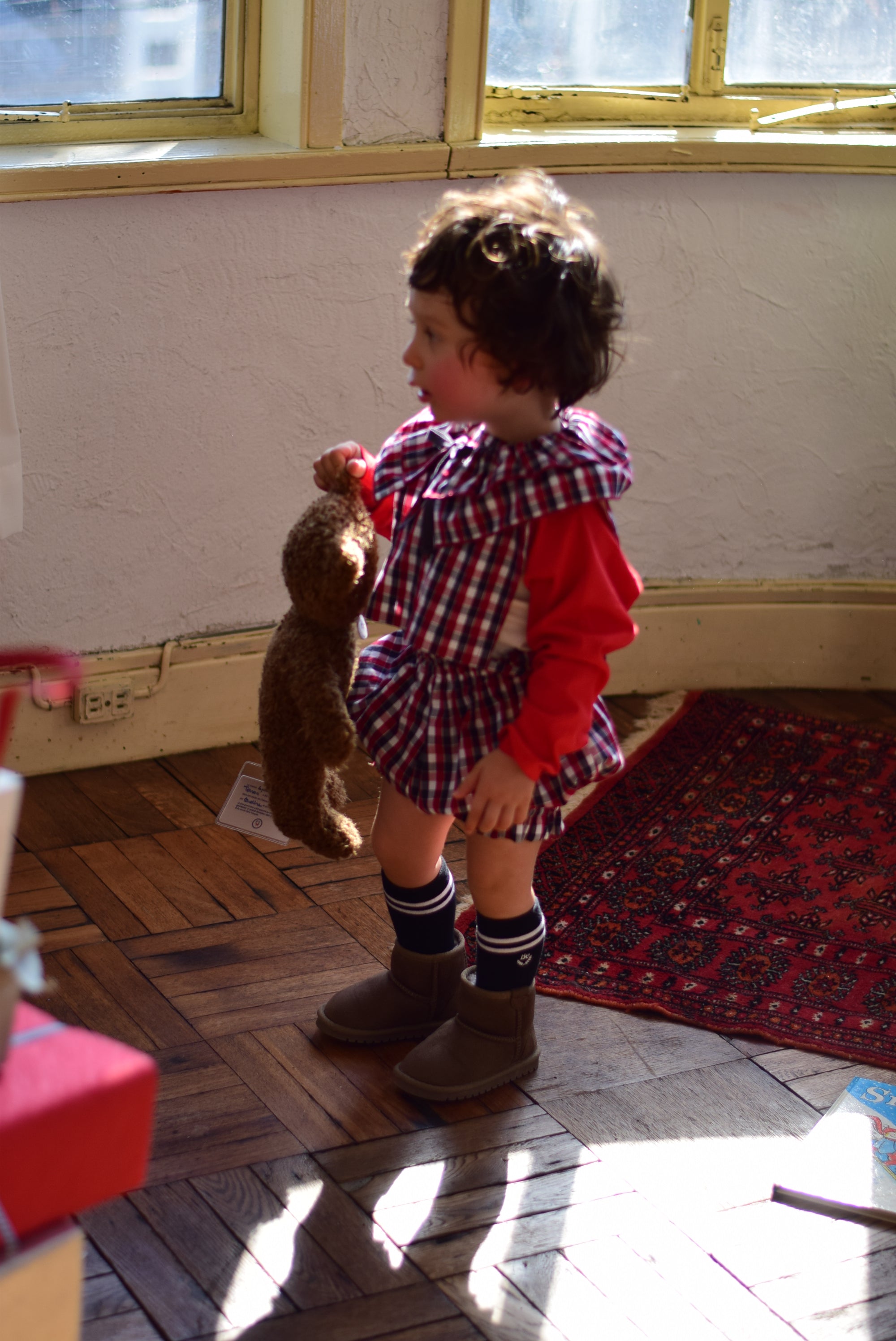 Little Loop Bib Collar│cozy red check