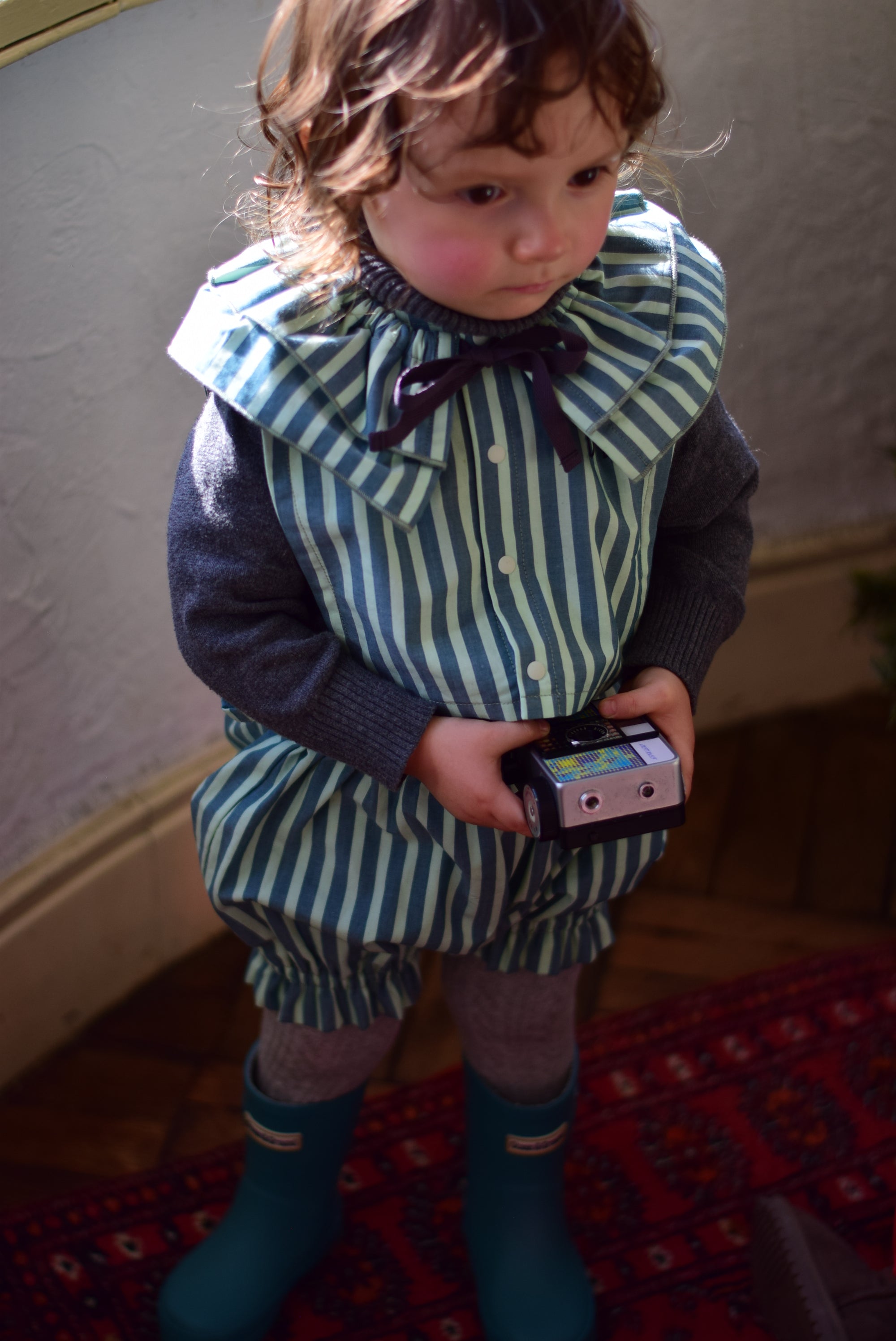 Little Loop Bib Collar│green candy stripe