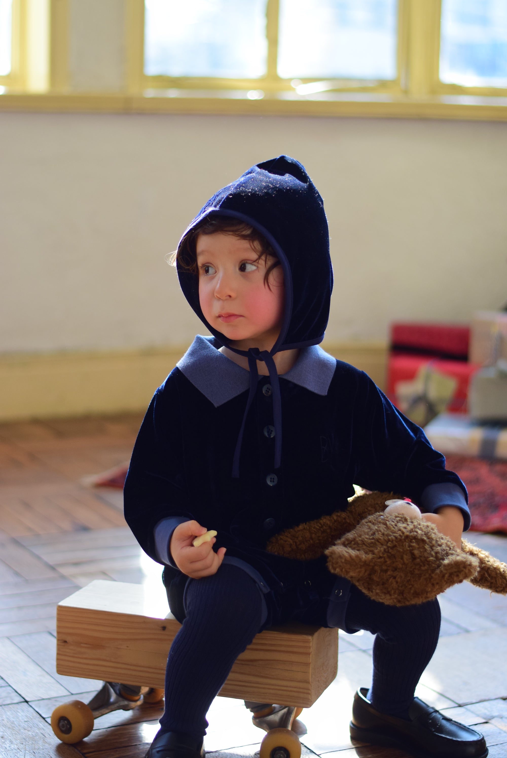 Everyday Polo Rompers │navy velour